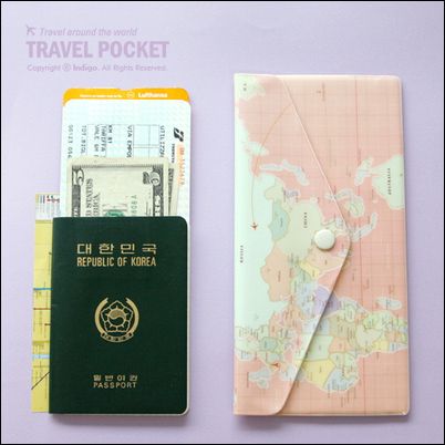INDIGO WORLD MAP Travel Pocket Passport Multi Case Bag  