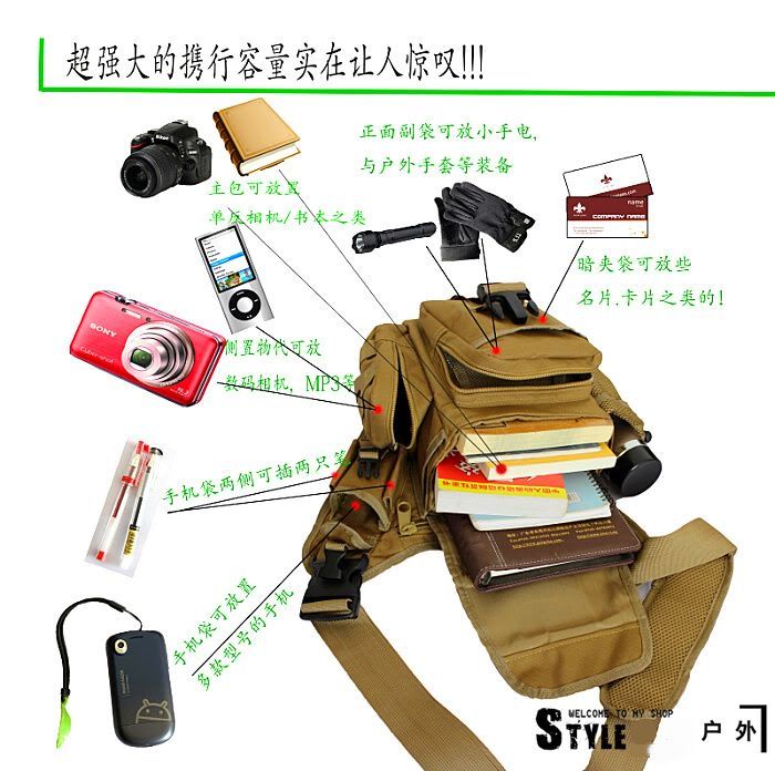Tactical Utility Shoulder Backpack Bag Pouch Ver 2 Black And Tan 