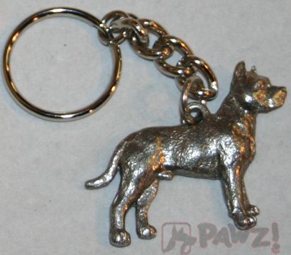 PIT BULL Terrier Pitbull Dog Fine Pewter Keychain Key Chain Ring Fob 