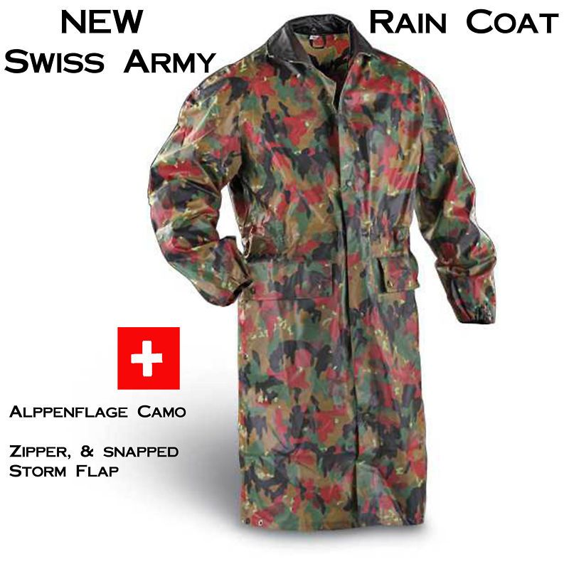 Swiss Army Alpenflage Camo, Rain Coat New Surplus  