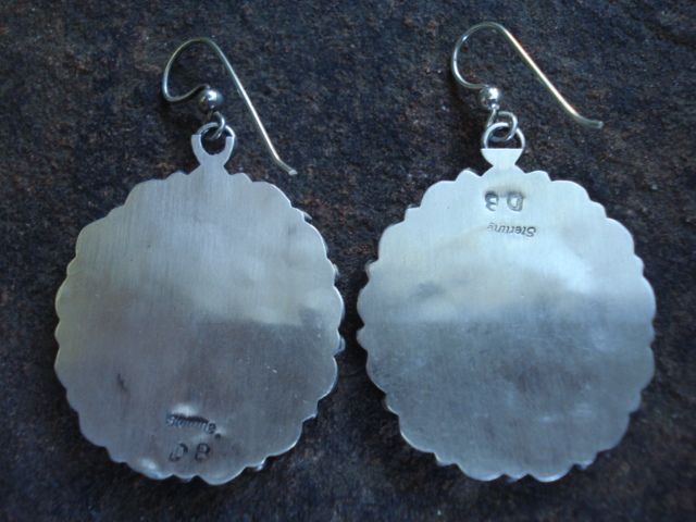 Beautiful Navajo Sterling Silver Spiny Oyster Cluster Earrings