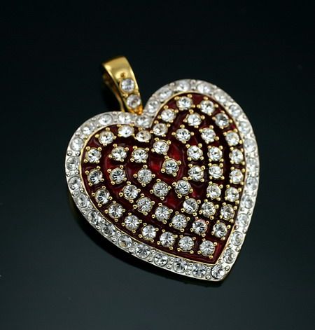   Red Enamel Heart Valentine Crystal Enhancer Glamour Collection  