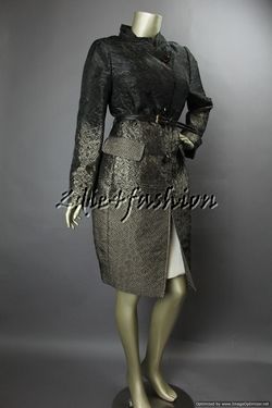 1995 New ESCADA Black Bronze Ombre Weave Large Glass Button Coat 38 8 