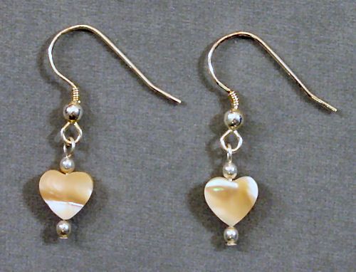 Natural Mother of Pearl Hearts & Sterling Silver Earrings FREE 