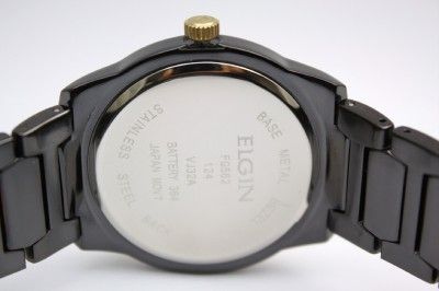 New Elgin Men Classic Steel Black IP Date Dress Watch FG562  