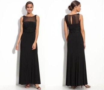 NEW Patra Illusion Bodice Jersey Gown Dress SZ 16 Black  