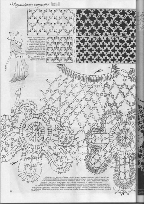 Crochet Patterns Book Top Skirt Dress Cardigan Collar Irish Lace Spec 